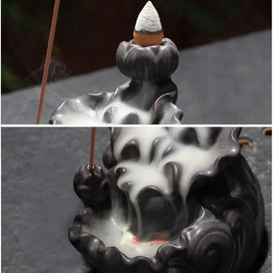 Backflow Incense Burner Handmade Porcelain Ceramic Waterfall Incense Holder