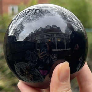 Natural Black Obsidian Sphere Crystal Ball Without Base