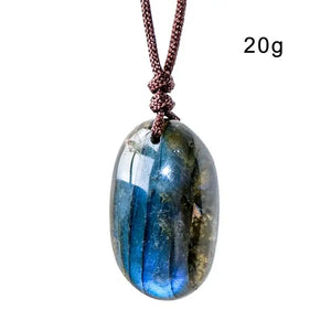 Energy Quartz Necklace Natural Labradorite Pendant Unisex Waterdrop