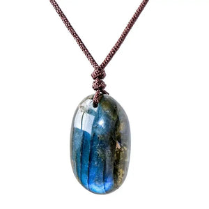 Energy Quartz Necklace Natural Labradorite Pendant Unisex Waterdrop