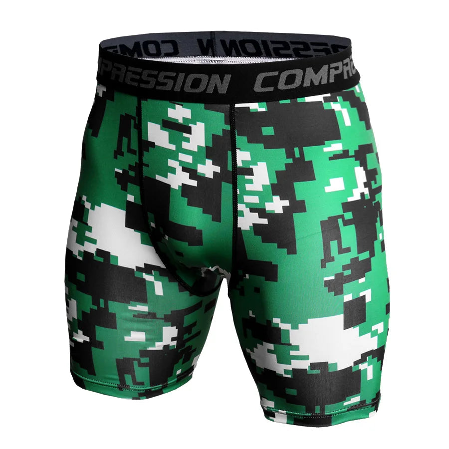 Men's Compression Shorts 3D Print Camouflage Sport Elastic Running Shorts