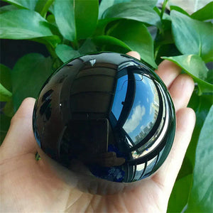 Natural Black Obsidian Sphere Crystal Ball Without Base