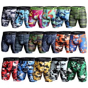 Men's Compression Shorts 3D Print Camouflage Sport Elastic Running Shorts