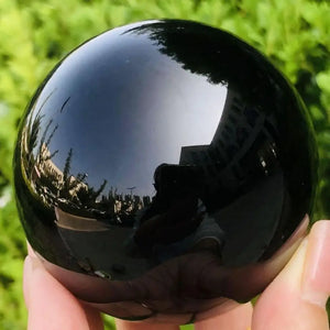 Natural Black Obsidian Sphere Crystal Ball Without Base