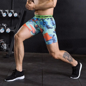 Men's Compression Shorts 3D Print Camouflage Sport Elastic Running Shorts