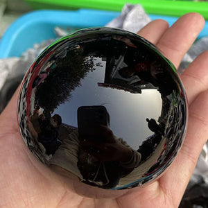 Natural Black Obsidian Sphere Crystal Ball Without Base