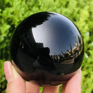 Natural Black Obsidian Sphere Crystal Ball Without Base